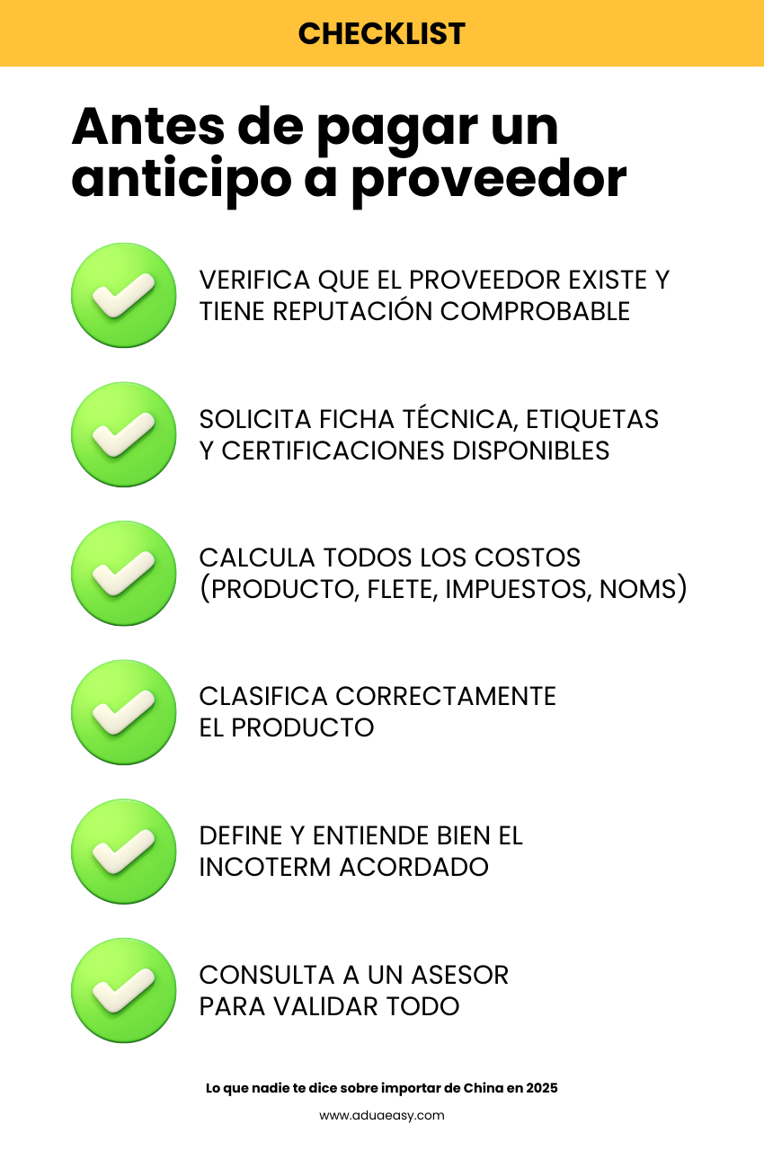 Checklist: Antes de pagar un anticipo