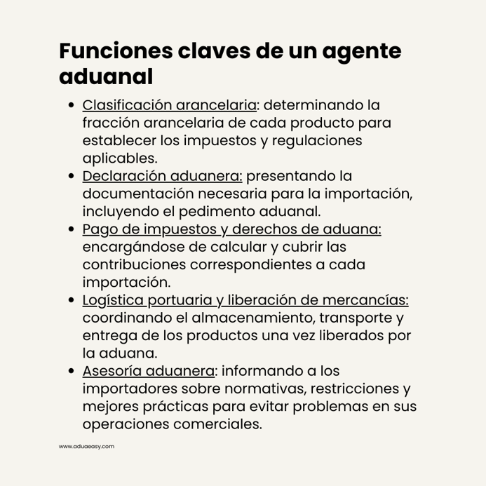 Funciones claves de un agente aduanal
